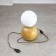 Vintage Italian Wooden and Opaline Table Lamp