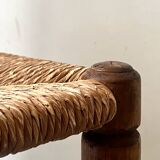 Corner straw chair "fireplace corner" in turned and beaded wood