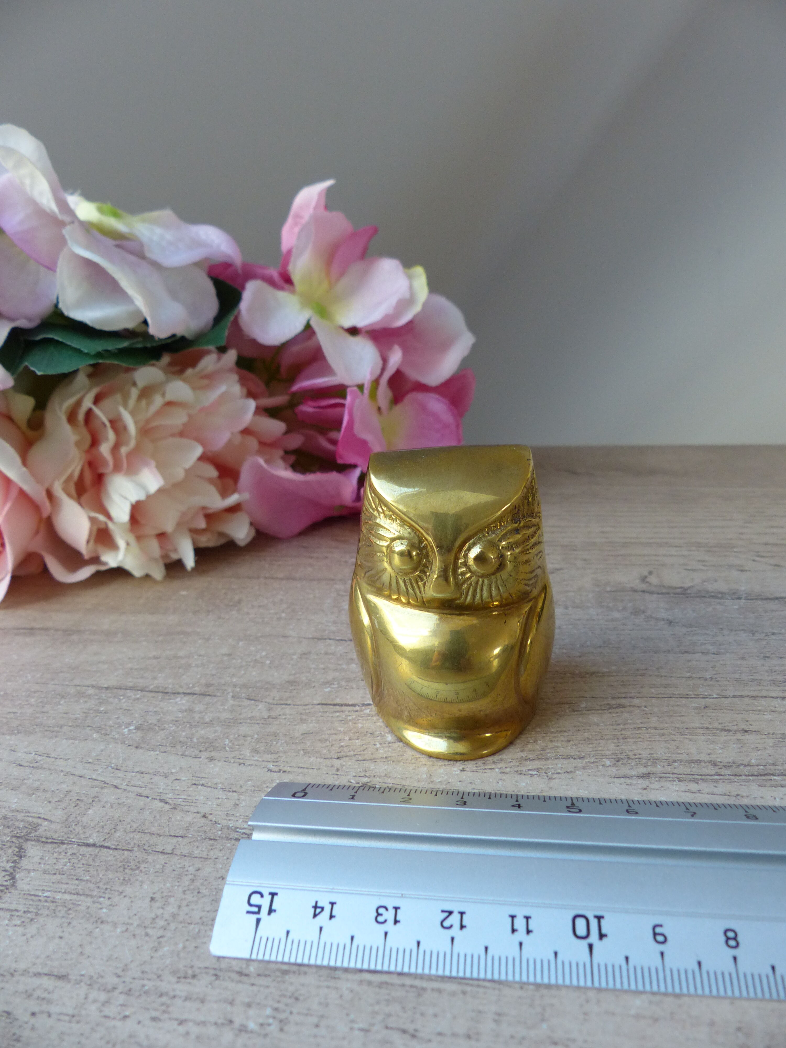 Figure Owl Hollow Brass Sculpture Vintage Collection