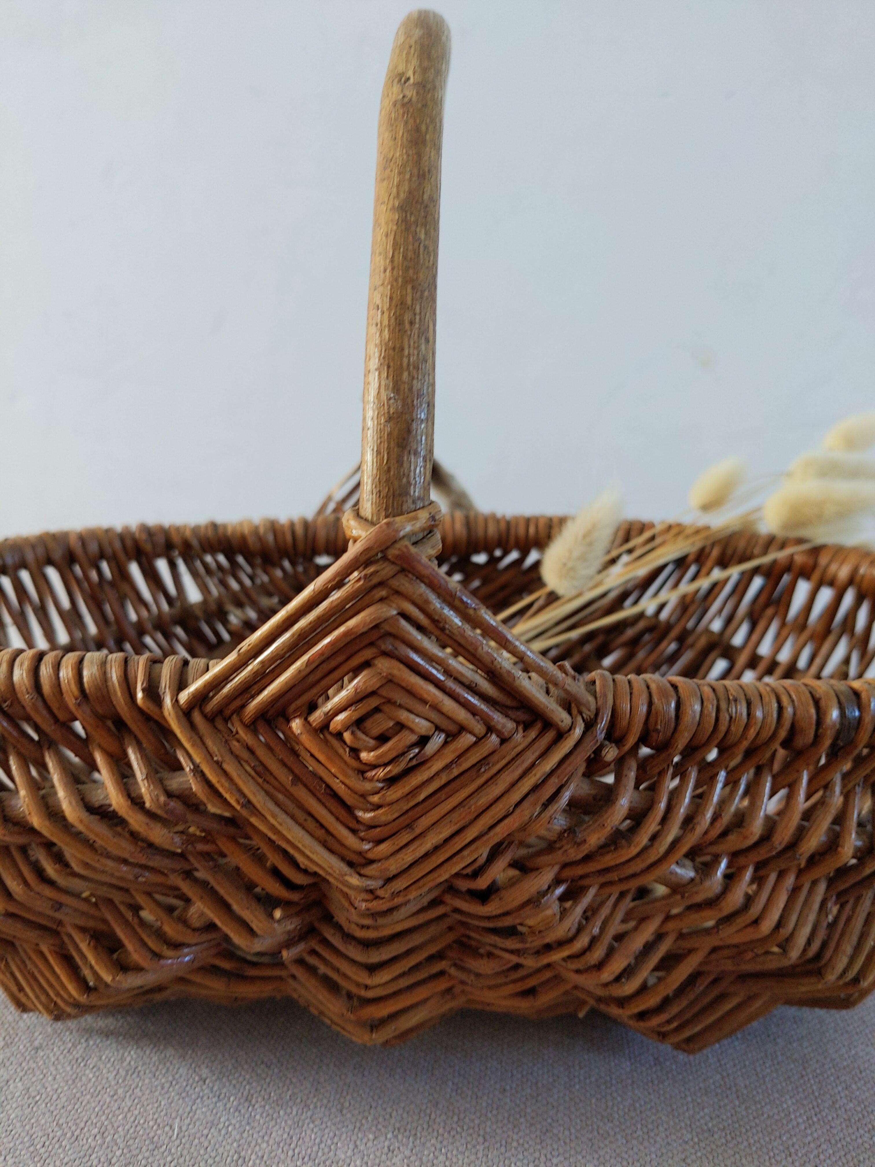 Old vintage rattan basket retro