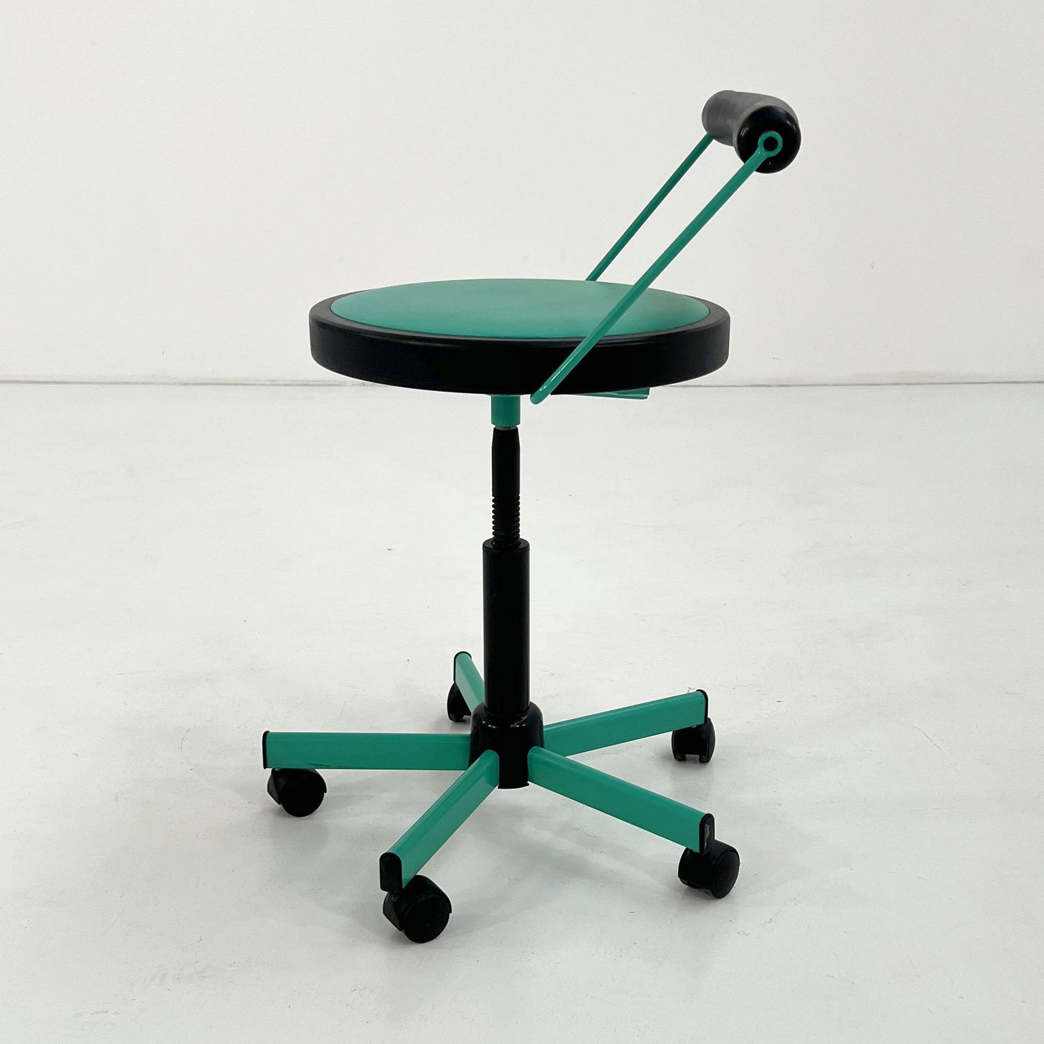 Turquoise adjustable office chair by Bieffeplast, 1980