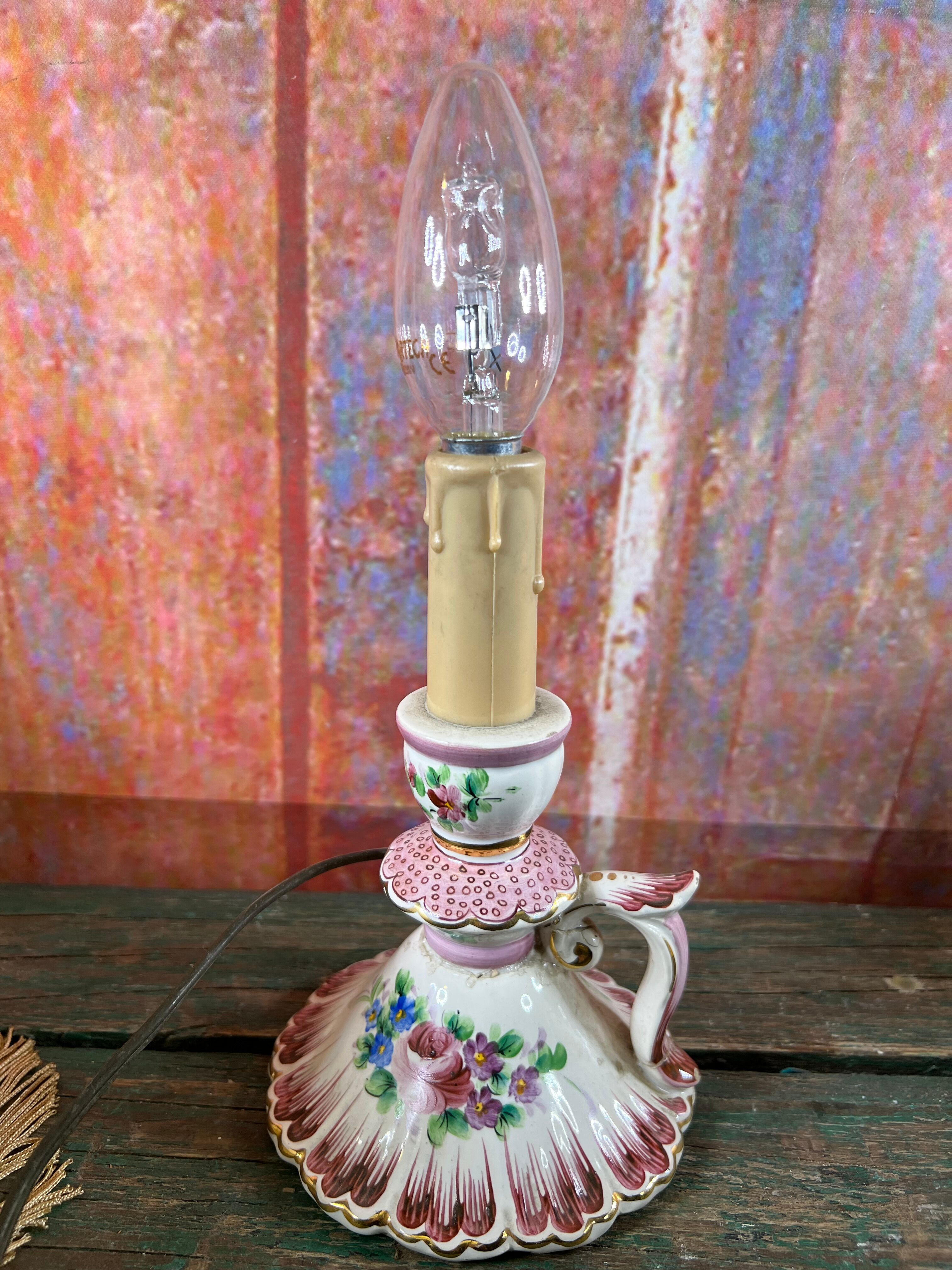 Pink porcelain bedside lamp