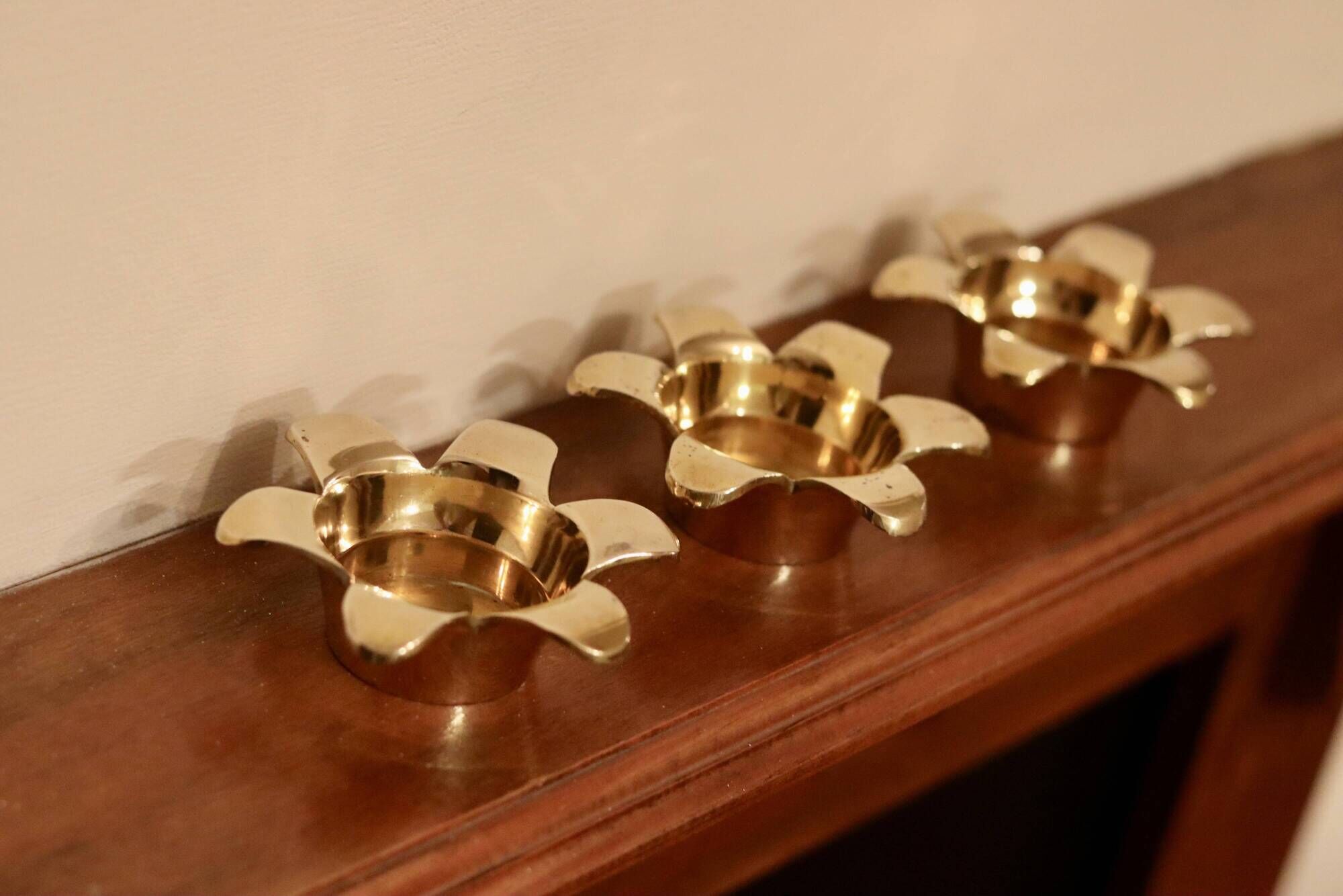 Trio of Mid-Century Swedish Brass Candle Holders by Scandia