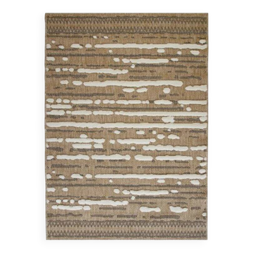 Relief jute rug in white and black 120x160 cm