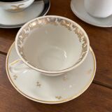 5 tasses à café en blanc , doré et noir