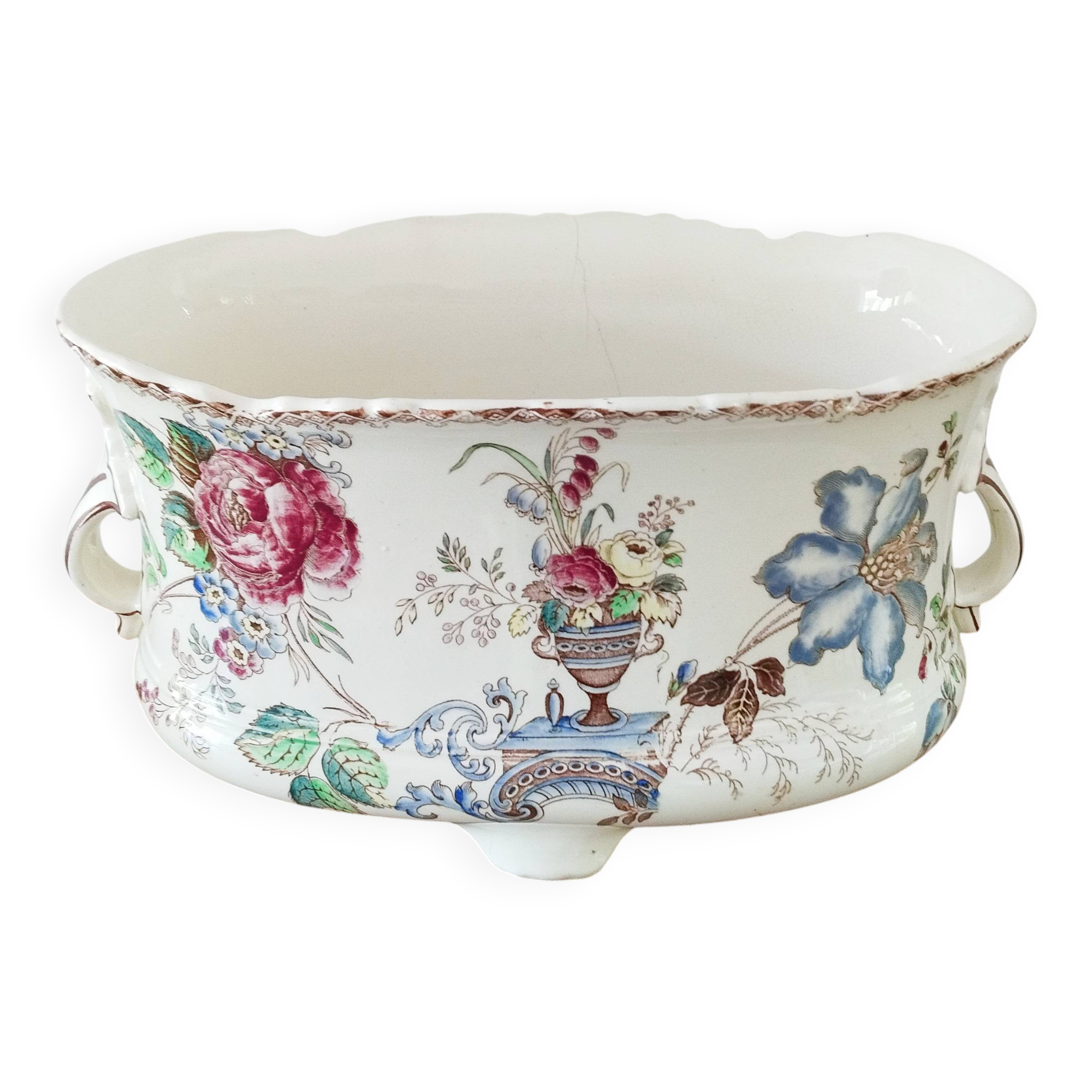 Flowerpot, bowl, earthenware centerpiece, ceramic, Sarreguemines