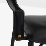 Jacques Adnet black leather brass office chair 1950