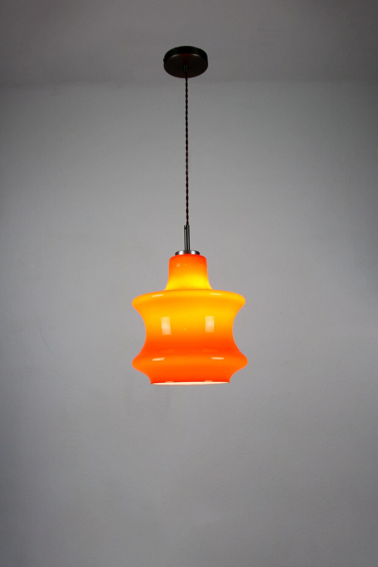 Mid-century orange glass pendant lamp