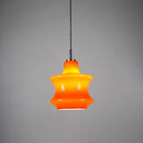 Suspension en verre orange du milieu du siècle