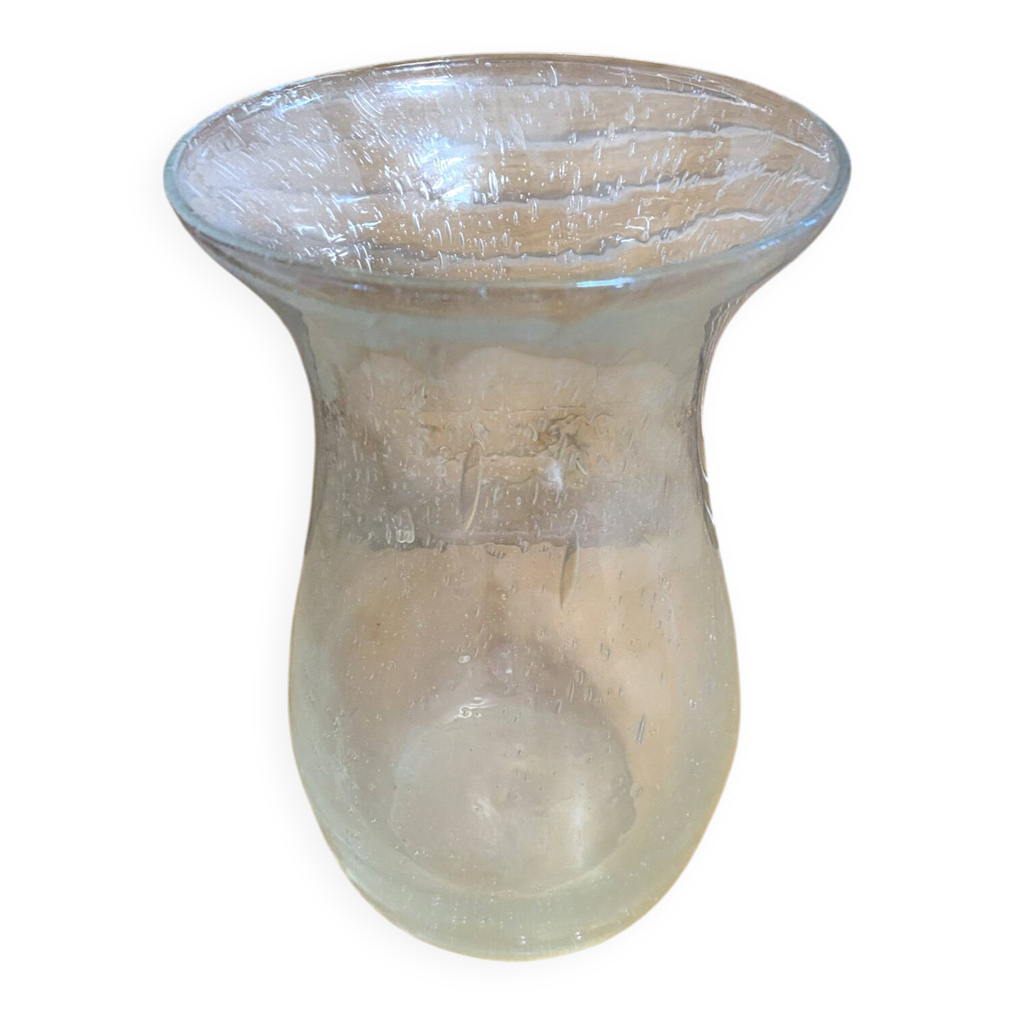 Vase ancien style Biot en verre soufflé bullé