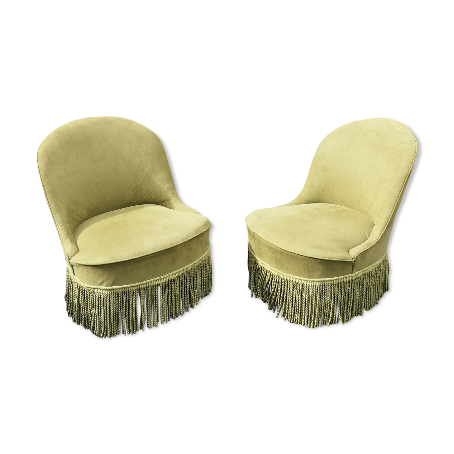 Pair of green toad armchairs
