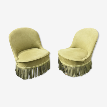 Pair of green toad armchairs