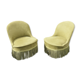 Pair of green toad armchairs
