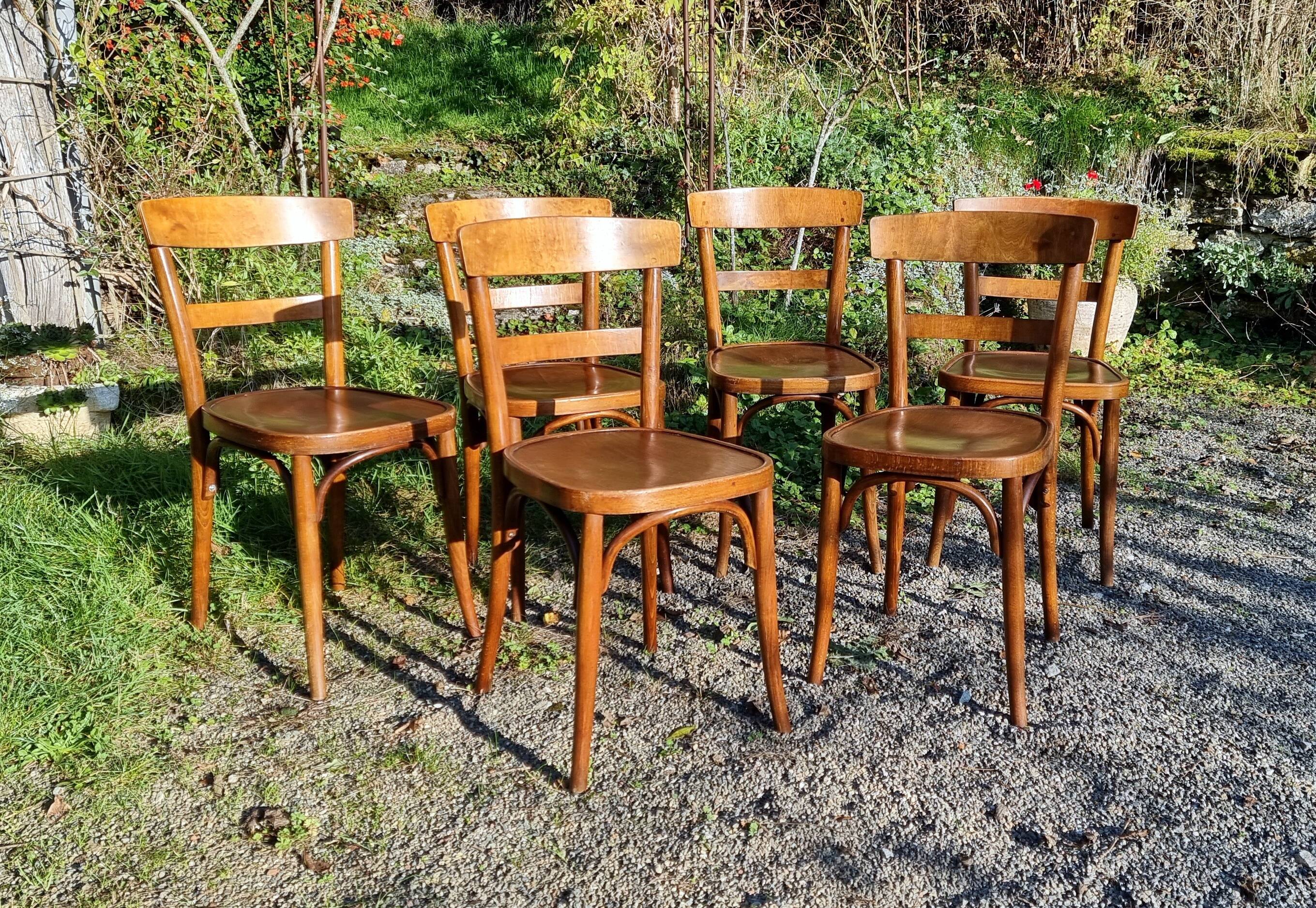 Lot of 6 Horgen-Glaris bistro chairs from the 40s