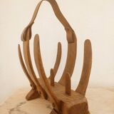 Review door organic form in wood and leather