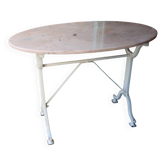 Antique garden table in cast iron and pink marble.