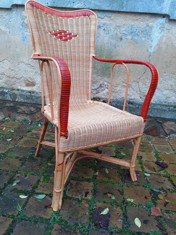 Fauteuil en rotin année  70