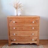 Oak and porcelain chest of drawers