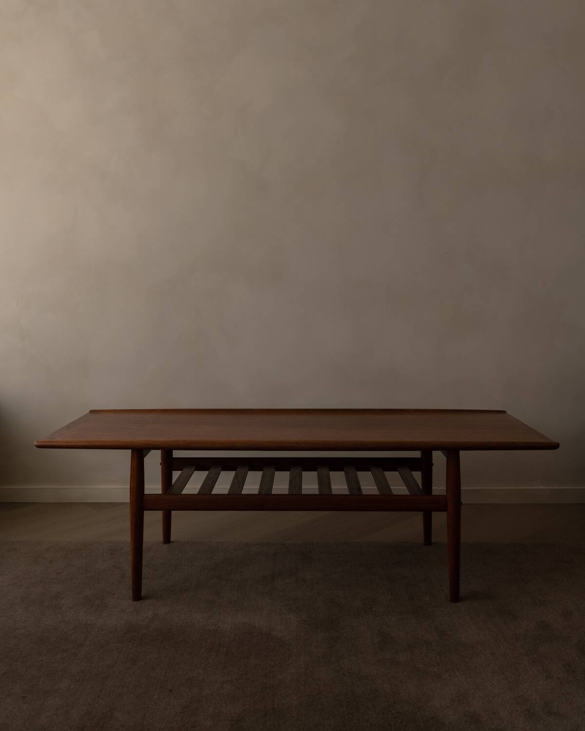 Danish Teak Coffee Table with Slatted Shelf, Grete Jalk 1960s