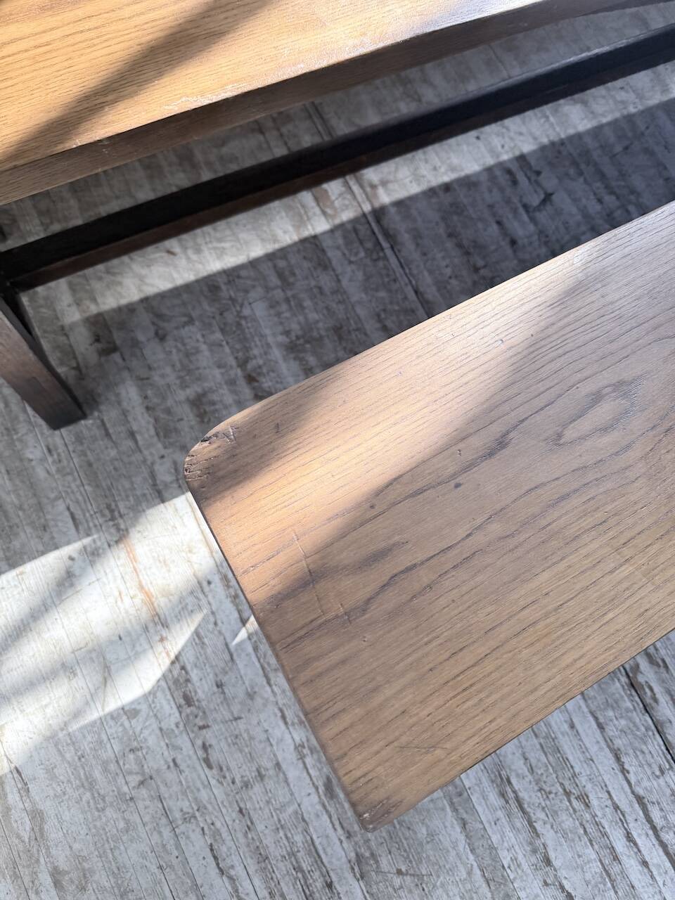 Paire de bancs de ferme chêne 4 mètres