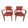 paire de fauteuils bridges rouge orangé