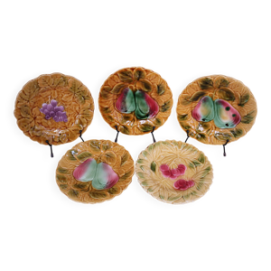 Lot de 5 assiettes à - fruits sarreguemines