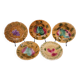 Set of 5 Sarreguemines slip dessert plates with fruit decoration