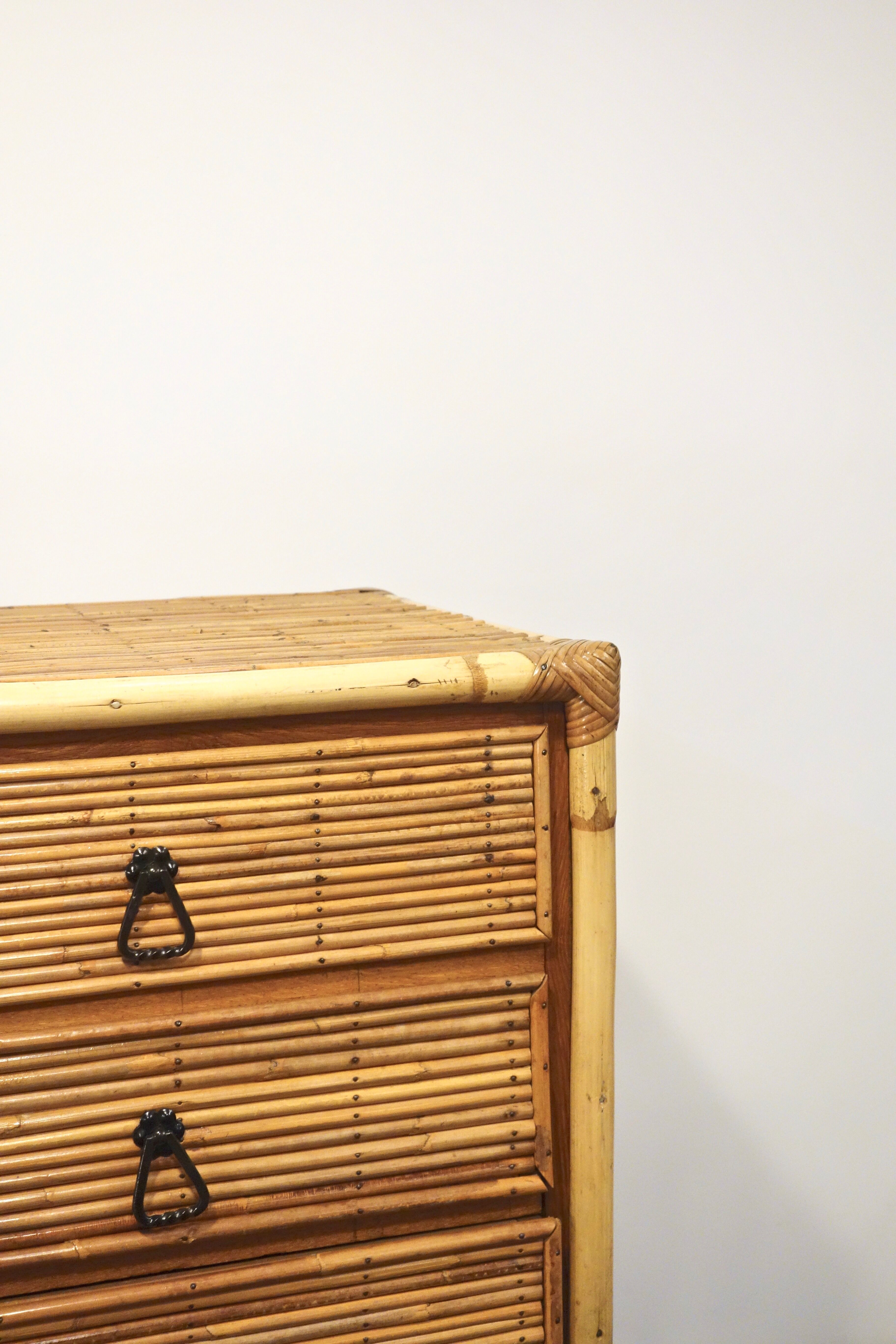 Rattan and bamboo chest of drawers
