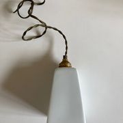 Modernist art deco bathroom pendant lamp in opaline