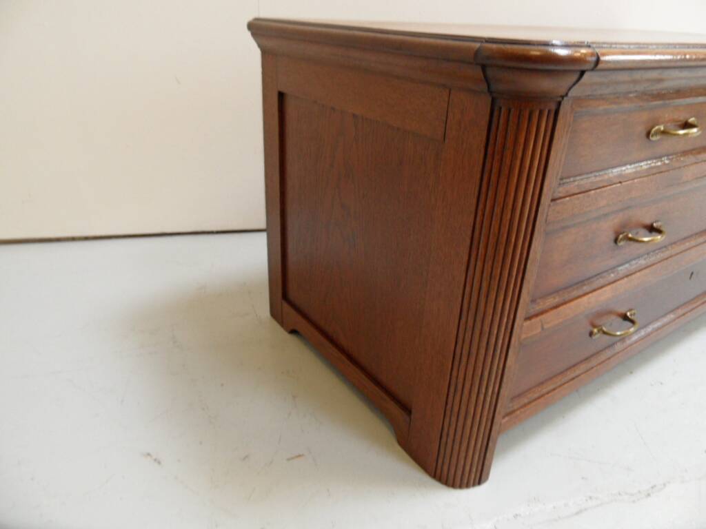 Antique oak filing cabinet with drawers
