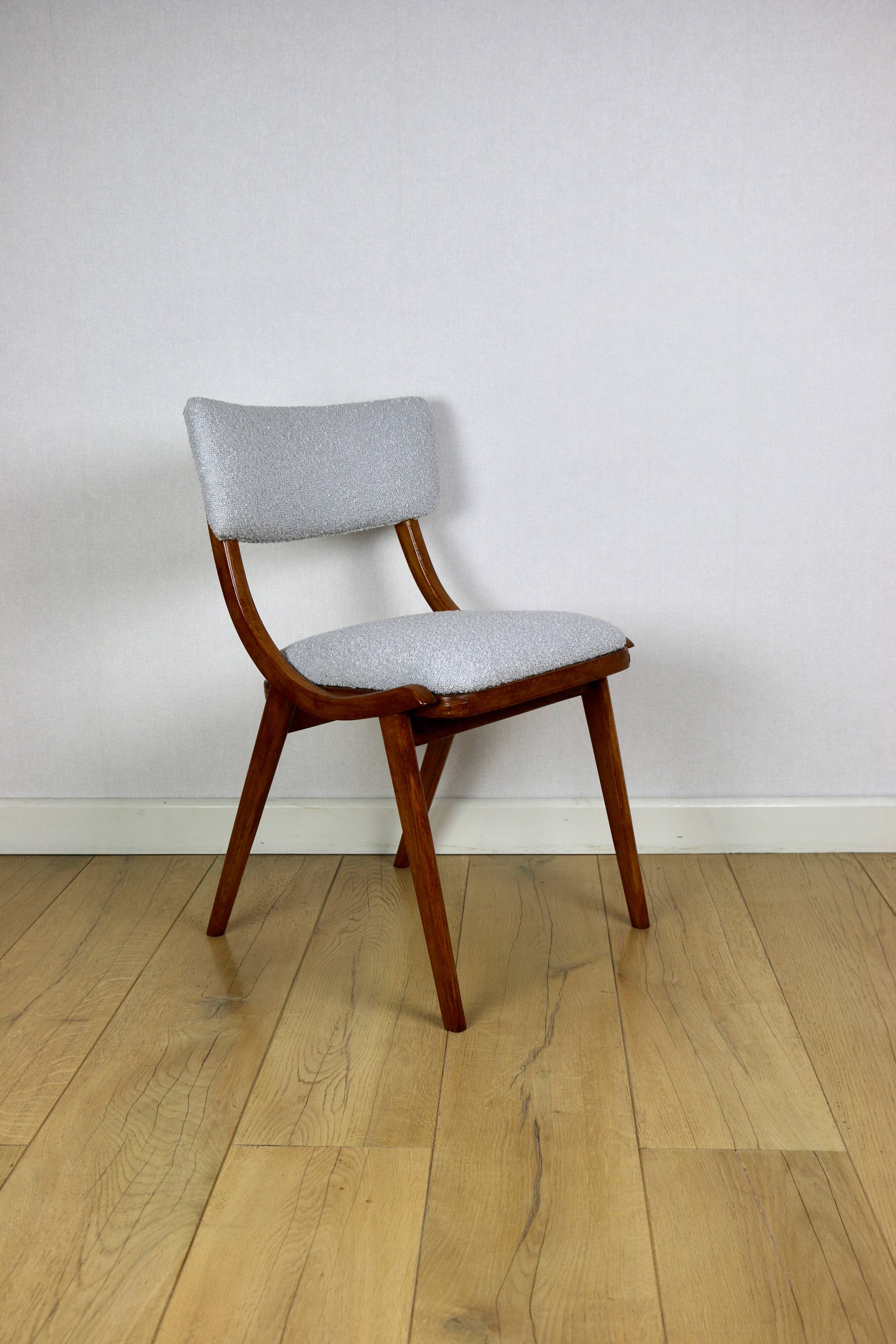 Skoczek chair light blue light grey boucle from the 70s