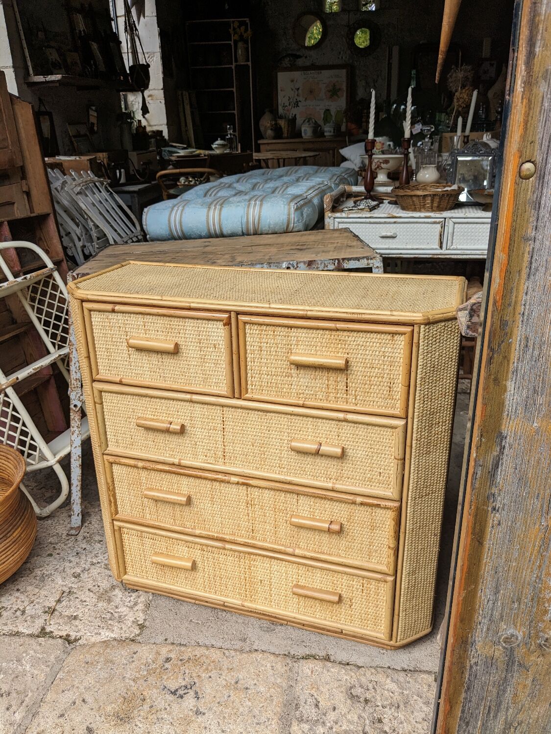 Rattan chest of drawers