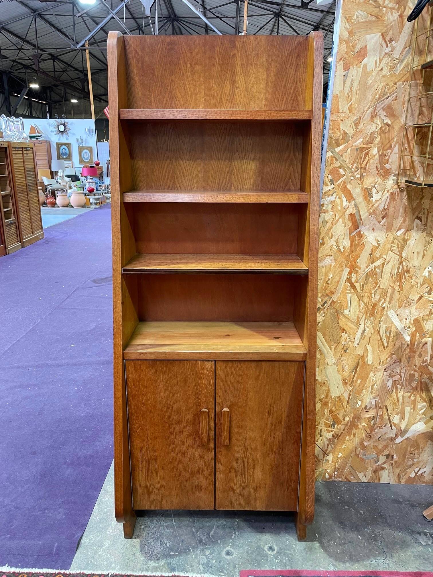 Vintage oak library designed in the 1950s.