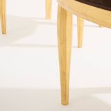 Maurice Dufrène pair of armchairs, gilded wood, brown velvet, 1925.