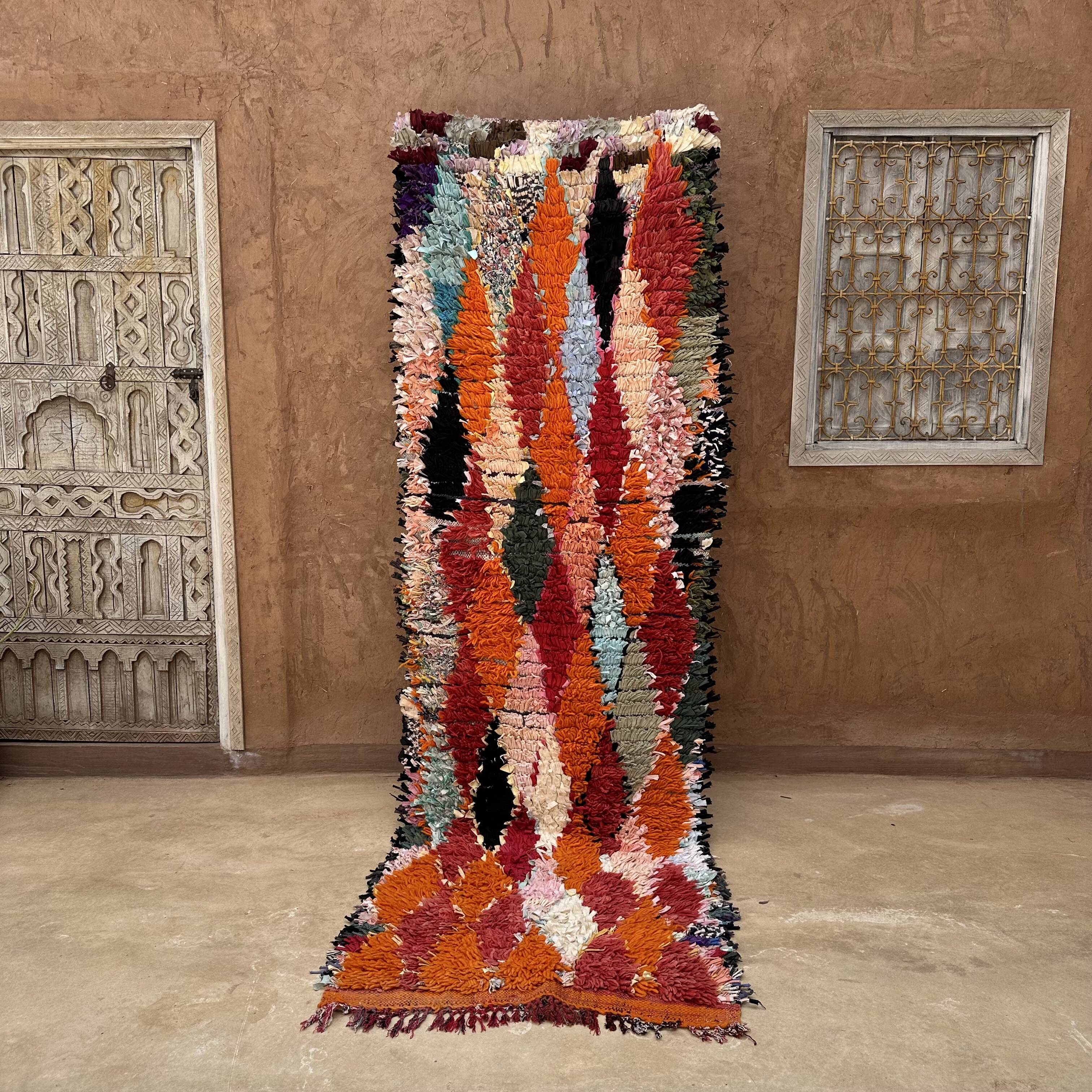 Colorful Boucherouite Moroccan rug - 88 x 280 cm