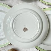 6 Vintage French Orchies "VILLARS" dinner plates 1950 white green gold