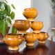 6 onion soup bowls in ochre glazed stoneware by Emile Henry