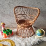 Fauteuil en osier pour enfant style emmanuelle