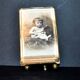 Cadre photo ancien en verre biseauté et monture laiton - pied boule 11 x 6.5