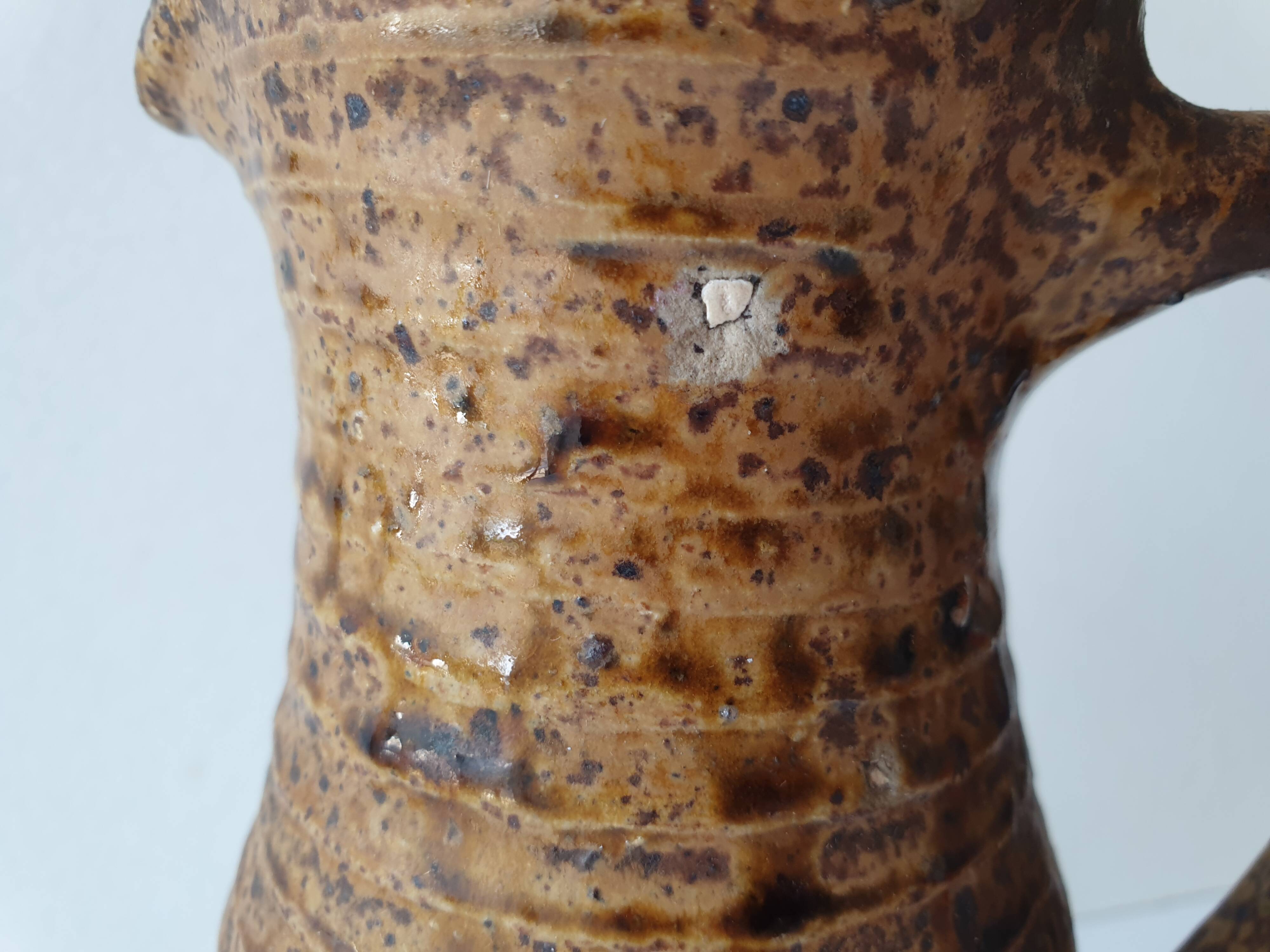 Ceramic pitcher (pyrite stoneware) Signed André Bodin height 22.5cm