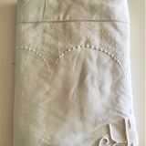 Large monogrammed old embroidered sheet of 235 cm x 330 cm material: linen and cotton