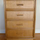Chest of drawers vintage wood and rattan blond 4 drawers ca 1970
