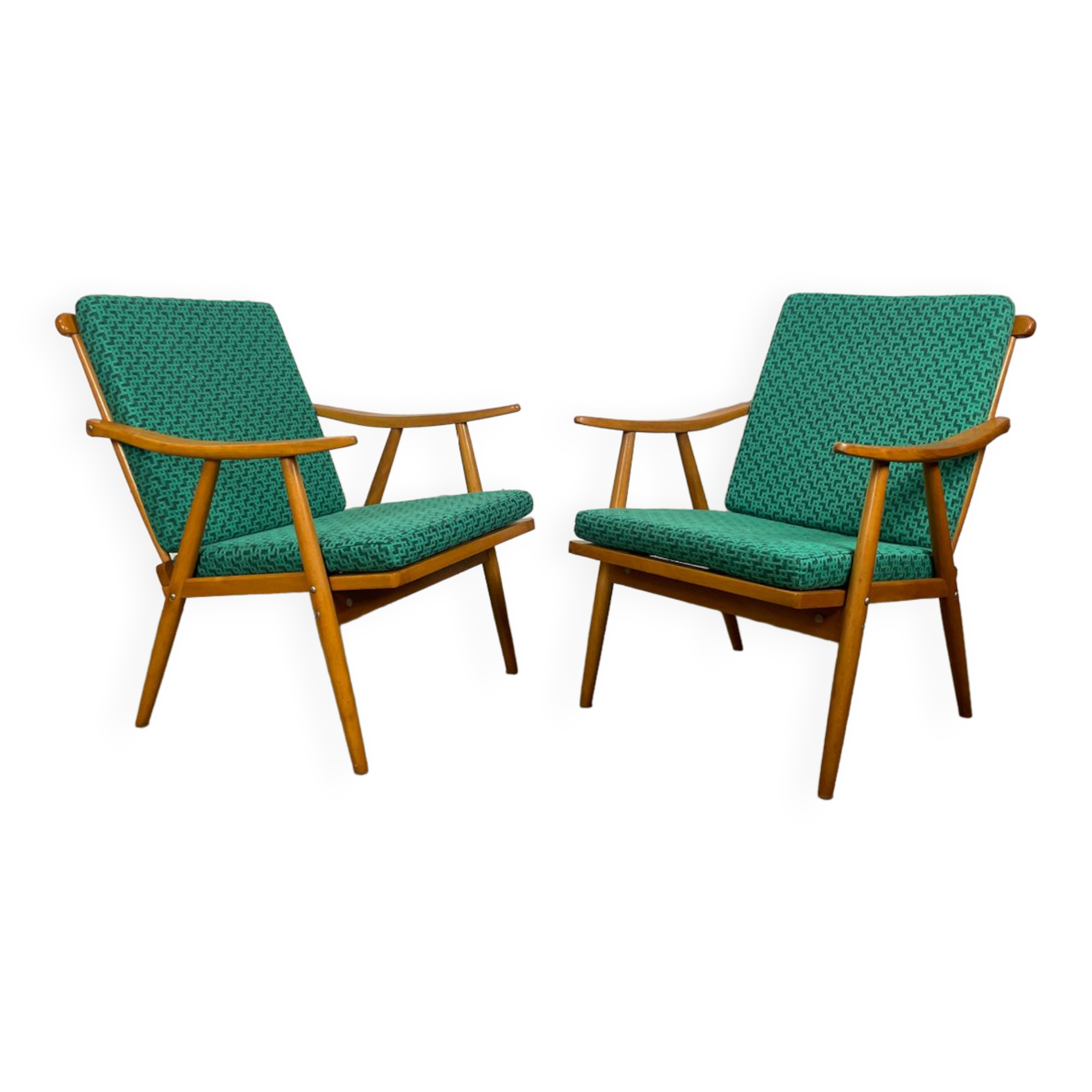 Paire de fauteuils boomerang par Ton 1960