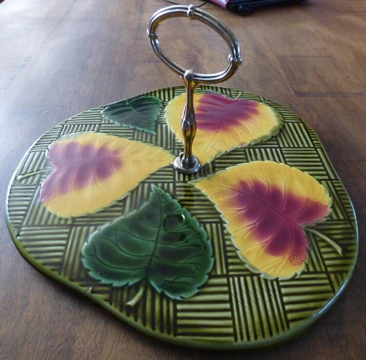 Cheese platter by sarreguemine no. 6143 in the shape of a pear.