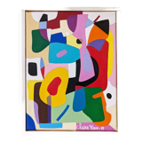 Contemporary Abstract Swedish "The Peach", Small Geometric Abstract Acrylic Painting, 2019