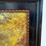 Vintage original oil painting forest landscape