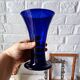 Pair of cobalt blue vases in blown glass, handmade.