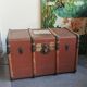 Large antique wooden travel trunk