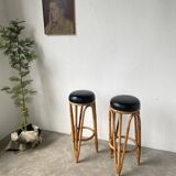Pair of high rattan stools