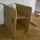 2 tables de chevet en bois massif courbé, 1970